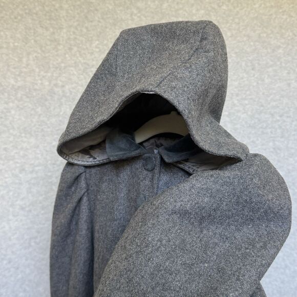 Wool Winter Coat Girls 6 Grey Overcoat Princess Puff Shoulder Hooded H Lans VTG - Picture 4 of 14